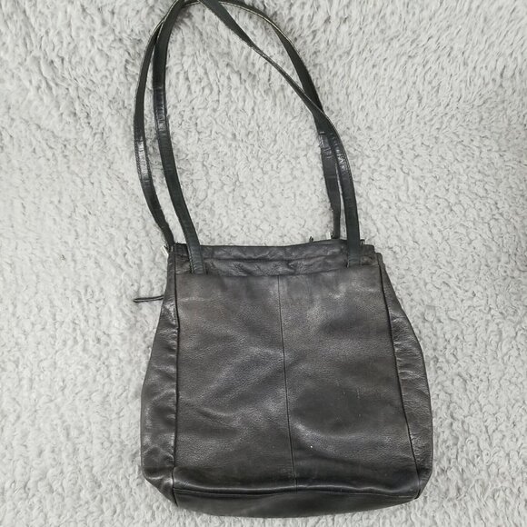 Fossil Purse Womens12x10x4 Vintage Black Leather Double Strap Shoulder Bag *Read - Picture 1 of 7